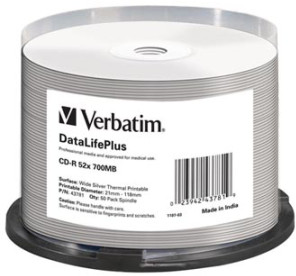 Verbatim CD-R 700MB 52x Thermal Printable spindl 50ks