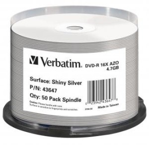 Verbatim DVD-R 4.7GB 16x shiny silver spindl 50ks