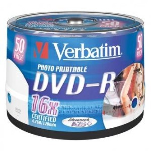 Verbatim DVD-R 4,7GB 16x printable spindl 50ks