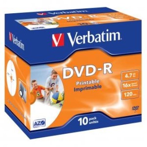 Verbatim DVD-R 4,7GB 16x printable jewel 10ks