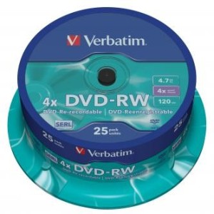 Verbatim DVD-RW 4,7GB 4x spindl 25ks
