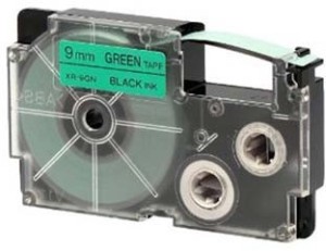 Casio Páska  9mm XR9GN1, černý tisk/zelený podklad