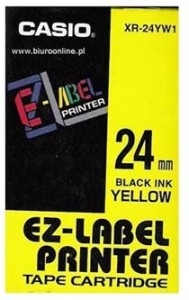 Casio Páska 24mm XR24YW1, černý tisk/žlutý podklad, nelaminovaná, 8m