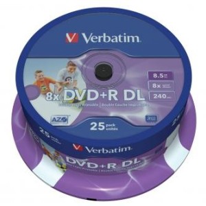 Verbatim DVD+R DL 8,5GB 8x Printable spindl 25ks