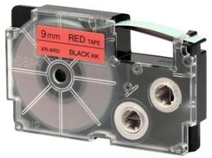 Casio Páska  9mm XR9RD1, černý tisk/červený podklad