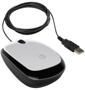 HP myš X1200 Wired mouse, optická, 3tl., 1 kolečko, drátová (USB), stříbrná, 1200DPI