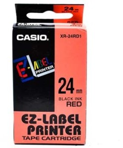 Casio Páska 24mm XR24RD1, černý tisk/červený podklad, nelaminovaná, 8m