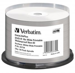 Verbatim DVD-R 4.7GB 16x waterproof printable spindl 50ks