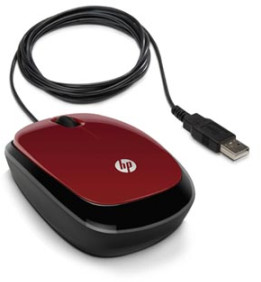HP myš X1200 Wired mouse, optická, 3tl., 1 kolečko, drátová (USB), červená, 1200DPI