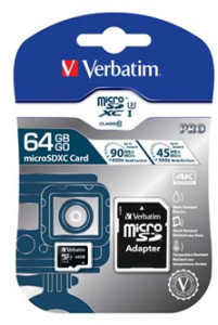 Verbatim  64GB microSDXC Class 10 U3 (90/45 MB/s)