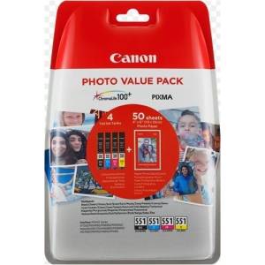 Canon CLI551XL cartridge sada CMYK (4x11ml) + fotopapír 10x15cm/50ks