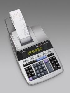 Canon Kalkulačka MP1211-LTSC, stříbrná, stolní s tiskem, dvanáctimístná, napájení ze sítě, záloha na baterii