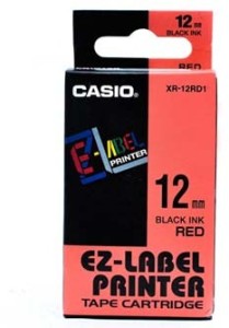 Casio Páska 12mm XR12RD1, černý tisk/červený podklad