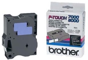 Brother Páska 24mm TX-355, bílý tisk/černý podklad, laminovaná, 8m