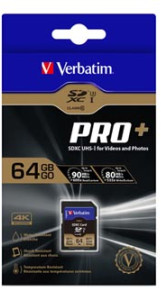 Verbatim  64GB SDXC Pro+ Class 10 U3 (90/80 MB/s)