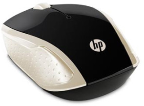 HP myš 200 Wireless Gold, 2 ks AAA, 2.4 [GHz], optická, 3tl., 1 kolečko, bezdrátová (USB), zlatá, 1000DPI