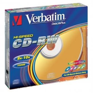 Verbatim CD-RW 700MB 8-12x colour slim 5ks