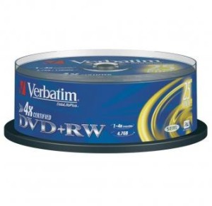 Verbatim DVD+RW 4,7GB 4x spindl 25ks