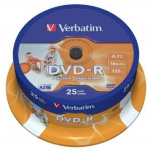 Verbatim DVD-R 4,7GB 16x printable spindl 25ks