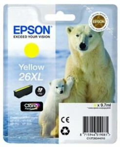 Epson cartridge 26XL žlutá-yellow (9.7ml)