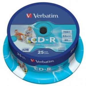 Verbatim CD-R 700MB 52x Datalife+ printable spindl 25ks