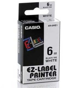 Casio Páska  6mm XR6WE1, černý tisk/bílý podklad