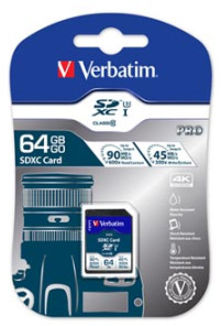 Verbatim  64GB SDXC Class 10 U3 (90/45 MB/s)