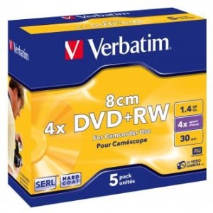 Verbatim 8cm DVD+RW 1,4GB 4x jewel 5ks