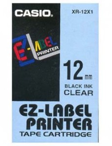 Casio Páska 12mm XR12X1, černý tisk/průhledný podklad