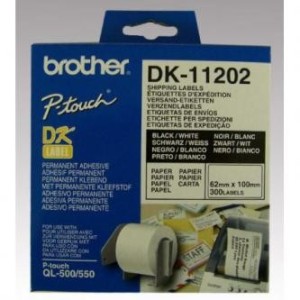 Brother Role 62mm DK-11202, papír štítky 62mm x 100mm, 300ks bílá