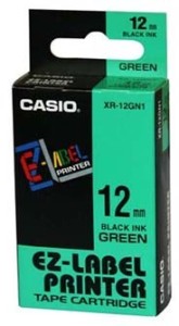 Casio Páska 12mm XR12GN1, černý tisk/zelený podklad