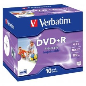 Verbatim DVD+R 4,7GB 16x printable jewel 10ks