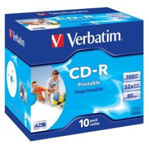 Verbatim CD-R 700MB 52x Datalife+ printable jewel 10ks