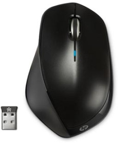 HP myš X4500 Wireless Laser Mouse, 2 ks AA, 2.4 [GHz], laserová, 3tl., 1 kolečko, bezdrátová (USB), černá, 1600DPI