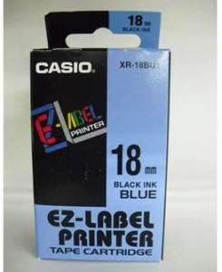 Casio Páska 18mm XR18BU1, černý tisk/modrý podklad